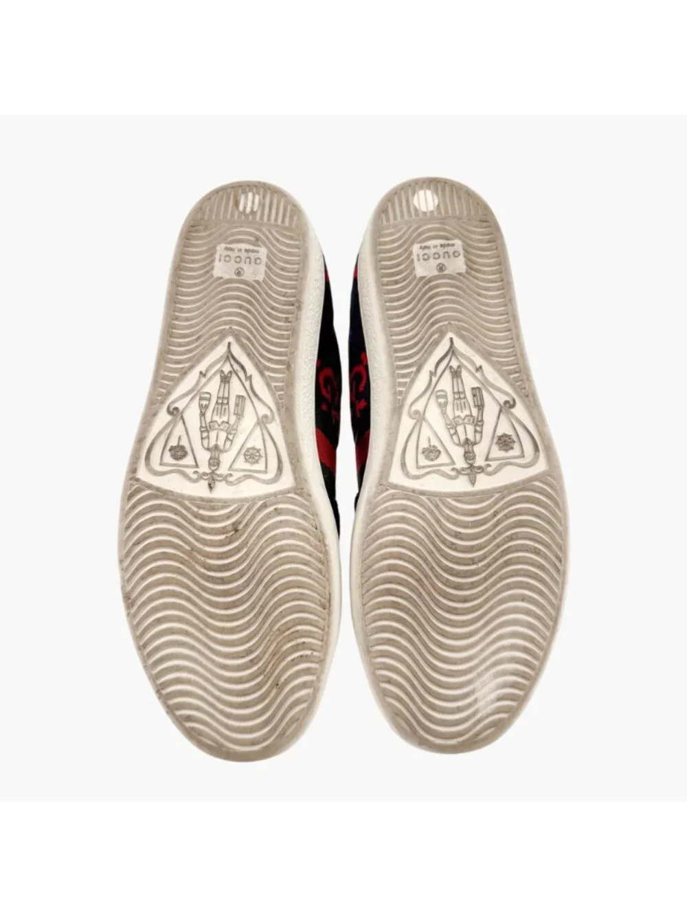 Gucci Ace Sneakers EU 38 US 8 Navy Blue & Red GG Monogram Corduroy Low Top Shoe